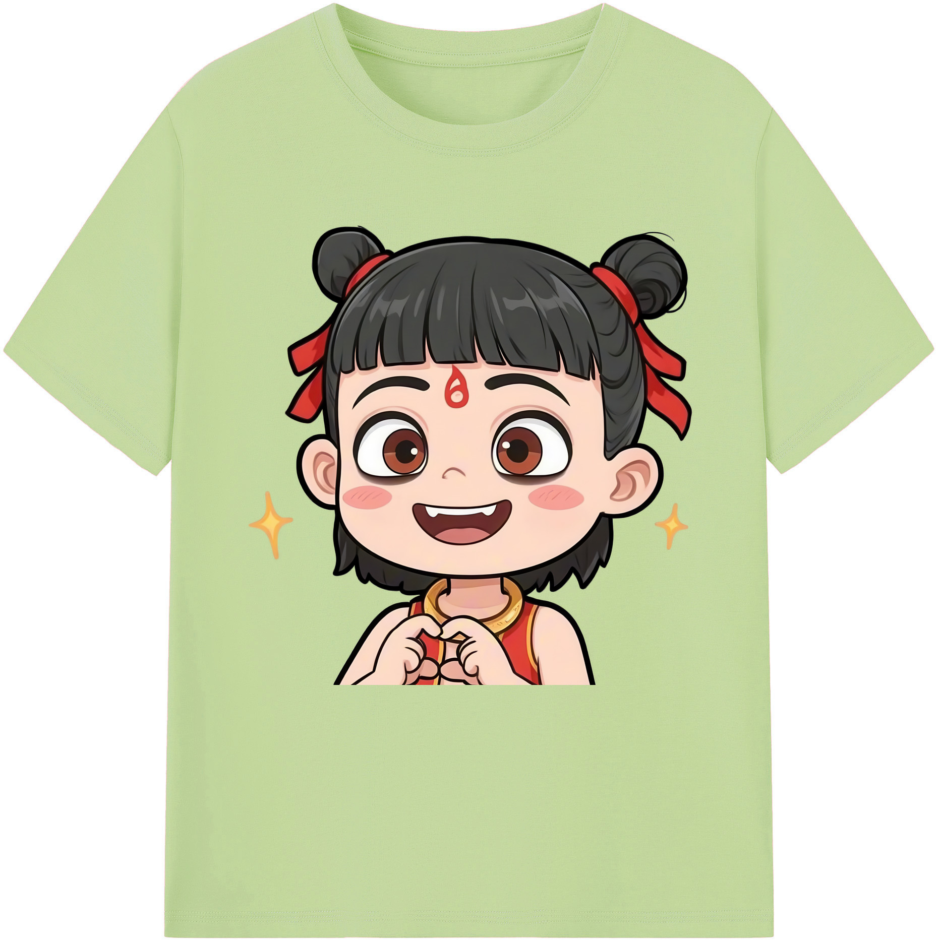 （画像用） Ne Zha 2 ナタ 魔童の大暴れ 綿100％半袖Tシャツ（フロントプリント）